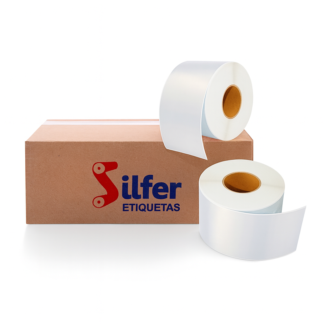 Etiqueta Térmica Adesiva Contínua 60mm x 30m Branca (Caixa com 27 Rolos) - Silfer
