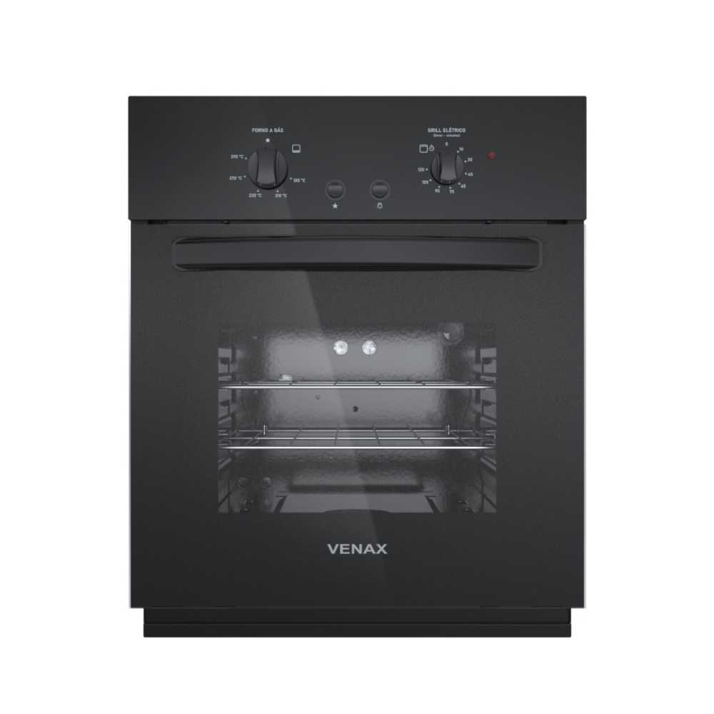 Forno a Gás de Embutir 50L Totale nero GIII Preto 220V - Venax