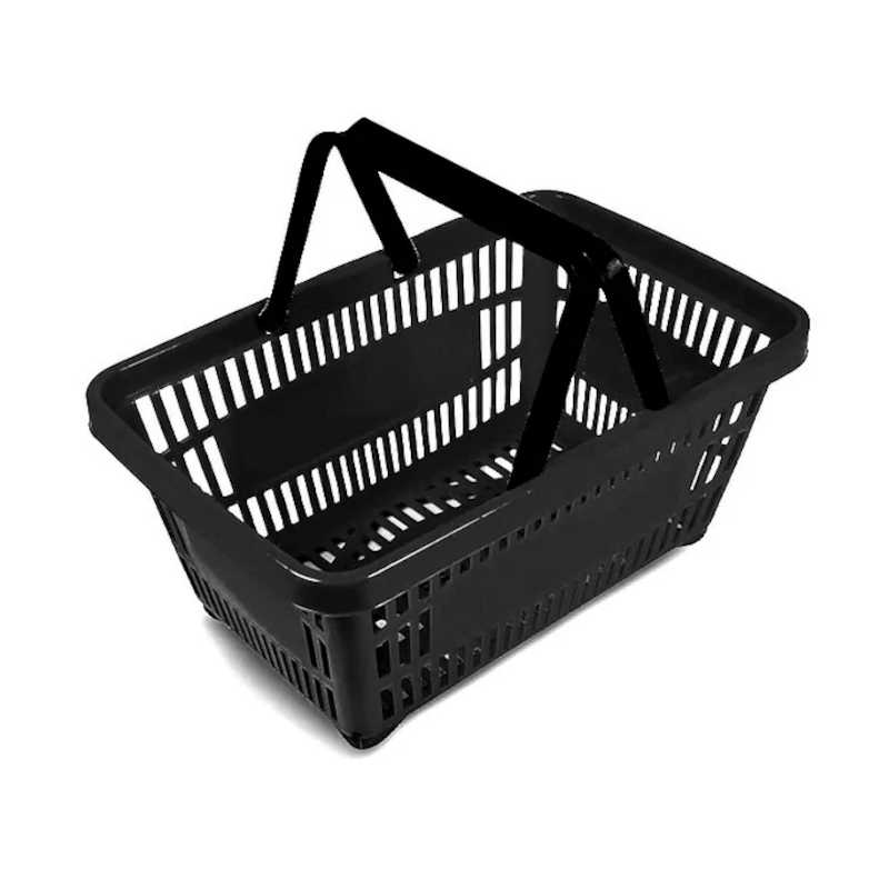 Cesto de Supermercado Preto MS13 Fundo Vazado - Mercoplasa