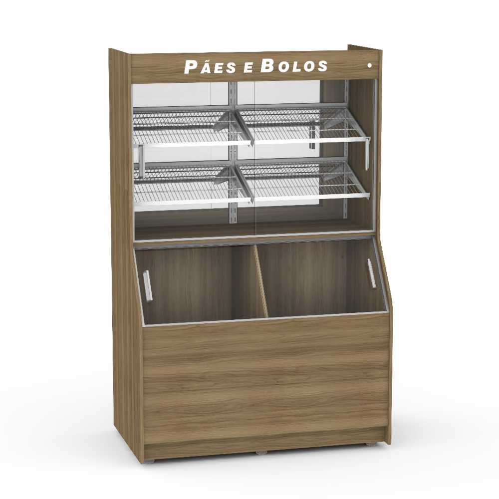 Armário de Pão com Tulha 1,34 Metros Nogal Malaga APTU1340 220V - Refrimate