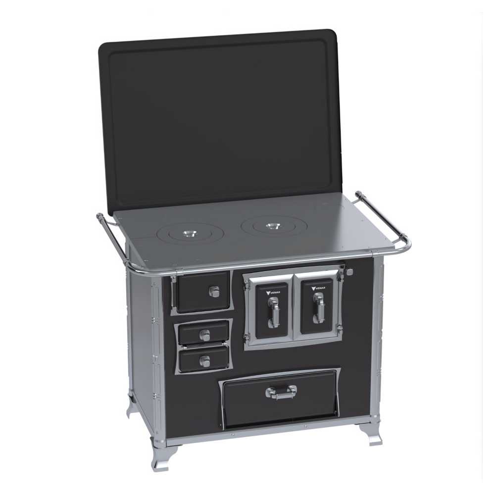 Fogão a Lenha N° 02 Sec XVIII GII Preto Gab. Chapa Ferro Fundido Saída Direita C/ Tampa - Venax